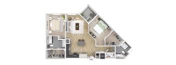Two bedroom floor plan image at The Wylden in Los Angeles CA