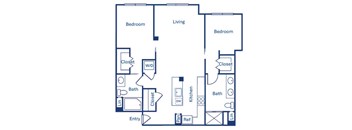 Two bedroom floor plan at Main and Jamboree Apartments in Irvine CA