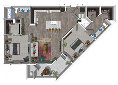 Two Bedroom Floor Plan at District at Scottsdale Apartments in Scottsdale AZ