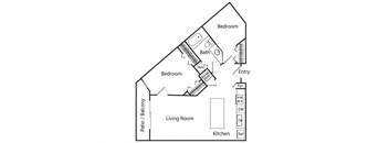 Two bedroom floor plan at Riverpark Apartments in Redmond WA