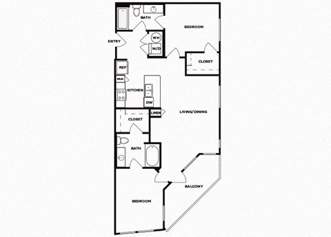 Two bedroom floor plan image at Norte Town Lake Apartments in Tempe Arizona