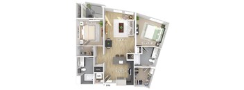 Two bedroom floor plan image at The Wylden in Los Angeles CA