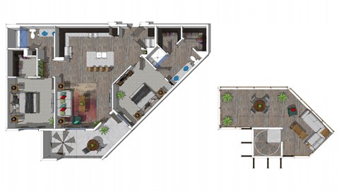 Two Bedroom Floor Plan at District at Scottsdale Apartments in Scottsdale AZ