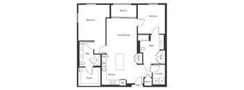 Two bedroom floor plan at Chromatic Flats Apartments in San Diego CA