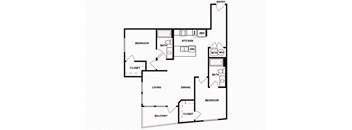 Two bedroom floor plan image at Norte Town Lake Apartments in Tempe Arizona