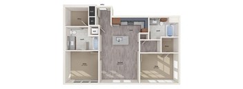 Two bedroom floor plan image at Vero Apartments in Chelsea MA