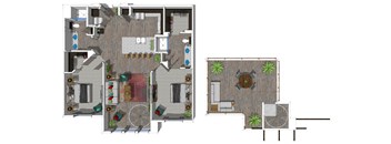 Two Bedroom Floor Plan at District at Scottsdale Apartments in Scottsdale AZ