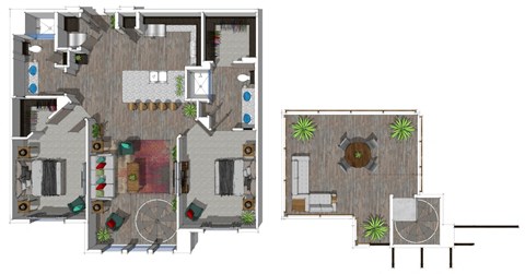 Two Bedroom Floor Plan at District at Scottsdale Apartments in Scottsdale AZ