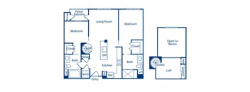 Two bedroom floor plan at Main and Jamboree Apartments in Irvine CA