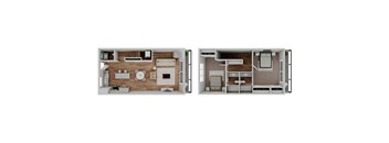 Two bedroom floor plan at The Cove at Tiburon Apartments in Tiburon CA
