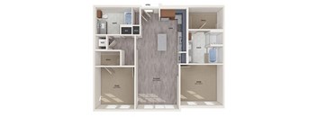 Two bedroom floor plan image at Vero Apartments in Chelsea MA
