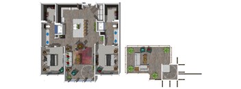 Two Bedroom Floor Plan at District at Scottsdale Apartments in Scottsdale AZ