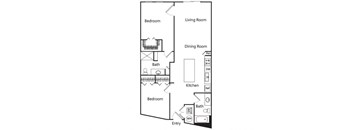 Two bedroom floor plan at Riverpark Apartments in Redmond WA