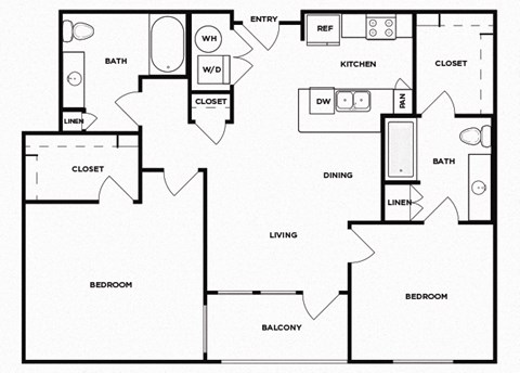 Two bedroom floor plan image at Norte Town Lake Apartments in Tempe Arizona
