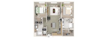 Two bedroom floor plan image at The Wylden in Los Angeles CA