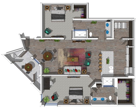 Two Bedroom Floor Plan at District at Scottsdale Apartments in Scottsdale AZ