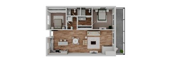 Two bedroom floor plan at The Cove at Tiburon Apartments in Tiburon CA
