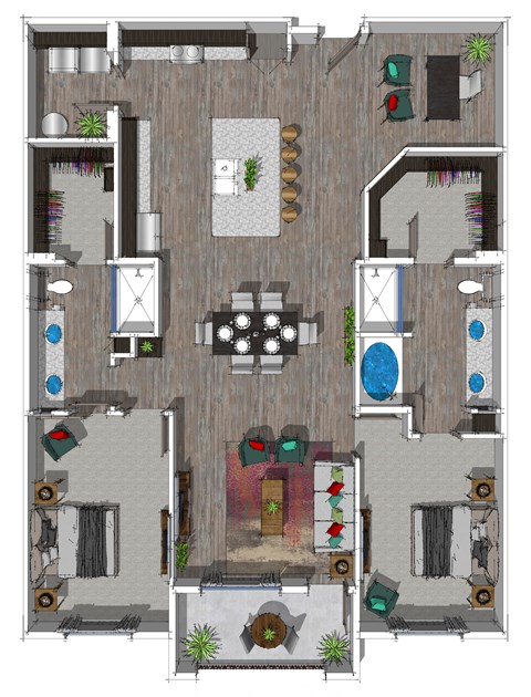 Two Bedroom Floor Plan at District at Scottsdale Apartments in Scottsdale AZ