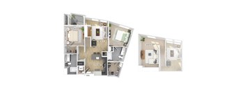 Two bedroom floor plan image at The Wylden in Los Angeles CA