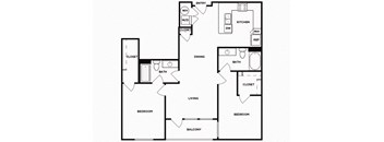 Two bedroom floor plan image at Norte Town Lake Apartments in Tempe Arizona
