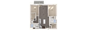 B08 two bedroom floor plan image at North at Totem Lake Apartments in Kirkland WA