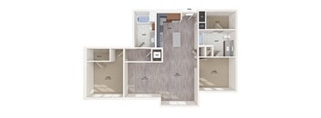 Two bedroom floor plan image at Vero Apartments in Chelsea MA