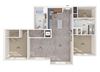 Two bedroom floor plan image at Vero Apartments in Chelsea MA