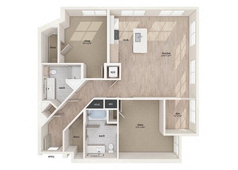 Two bedroom floor plan image at Vero Apartments in Chelsea MA