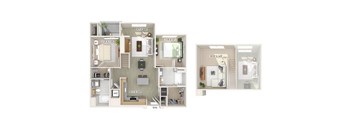 Two bedroom floor plan image at The Wylden in Los Angeles CA