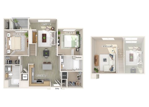 Two bedroom floor plan image at The Wylden in Los Angeles CA