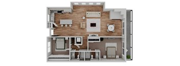 Two bedroom floor plan at The Cove at Tiburon Apartments in Tiburon CA