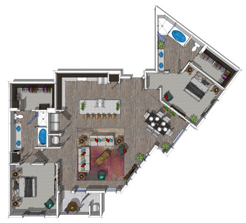 Two Bedroom Floor Plan at District at Scottsdale Apartments in Scottsdale AZ
