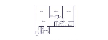 Two bedroom Floor Plan at The Pines Apartments in Lakewood CO