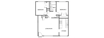 Two bedroom floor plan at Park Crest Apartments in San Diego CA