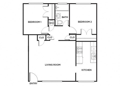 Two bedroom floor plan at Park Crest Apartments in San Diego CA