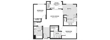 two bedroom two bathroom floor plan image