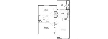 two bedroom floor plan at paradise oaks apartments