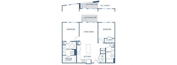 a blueprint of a floor plan with bedrooms and baths