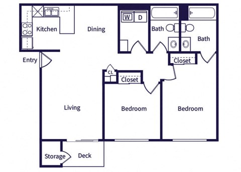 Two bedroom floor plan at Tides at Cheyenne Apartments in Las Vegas NV