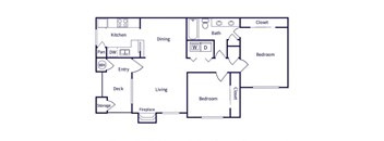 Two bedroom floor plan at Deerwood Apartments in Corona CA