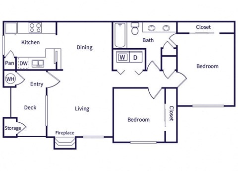 Two bedroom floor plan at Deerwood Apartments in Corona CA