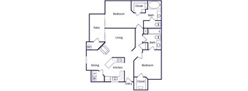 Two bedroom floor plan at Collage Apartment Homes