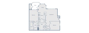 Two bedroom floorplan image at Callista Hill Country Apartments in Austin TX