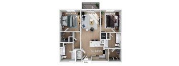 Two bedroom floor plan at Hawkley Apartments in Milford MA
