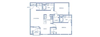 Two bedroom floor plan at Vintara Apartments in Murrieta CA