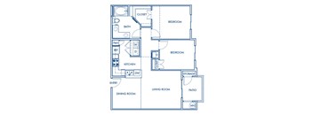 Two bedroom floor plan at Cresterra Apartments in San Marcos CA