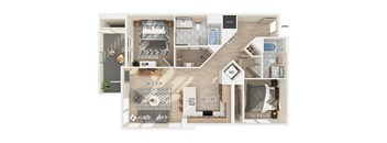 Two bedroom floor plan at The Braydon Apartments in Napa CA