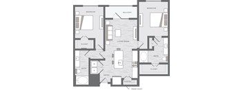 two bedroom floor plan at the Huntington Apartments in Plano TX
