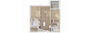 Two bedroom floor plan image at Altitude Apartments