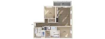 Two bedroom floor plan at Altitude Apartments